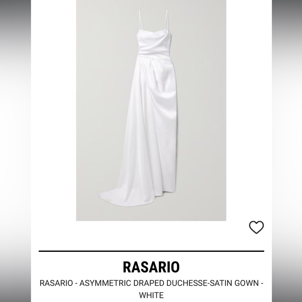 Rasario Asymmetric Draped Duchesse Gown White